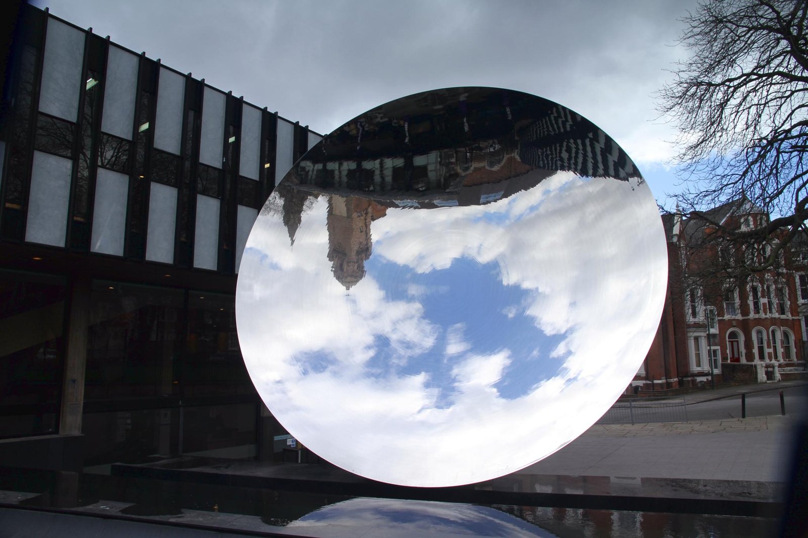 Sky Mirror outside Nottingham Playhouse, showing the surrounding public space.
